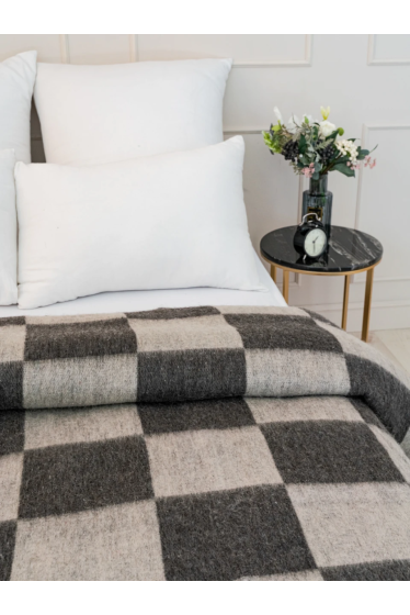 Одеяло полушерстяное клетка/однотон/нат.цвет