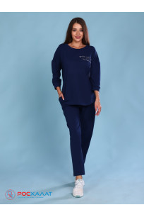 Трикотажный костюм с брюками темно-синий