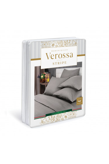 Комплект постельного белья Страйп-сатин Verossa серый