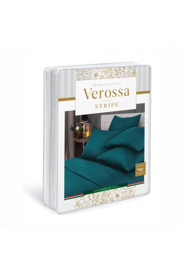Комплект постельного белья Страйп-сатин Verossa темно-бирюзовый