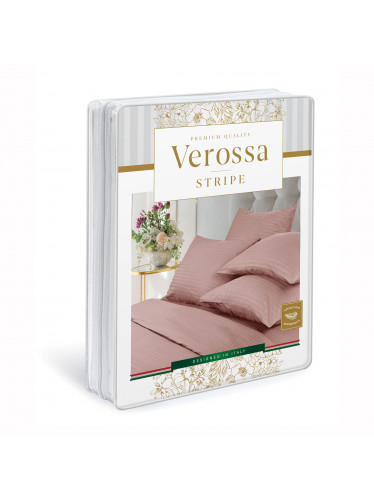 Комплект постельного белья Страйп-сатин Verossa нежно-розовый КПБ-НС-20