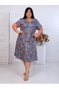 Трикотажный халат на молнии с коротким рукавом