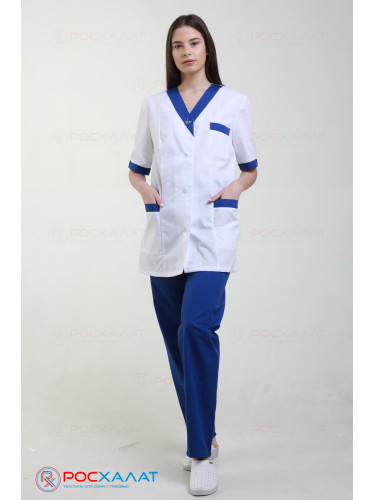 Женский медицинский костюм с отделкой, куртка и брюки КМТ-01