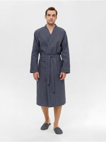 Мужской вафельный халат с планкой маренго&nbsp;В-03 (33)