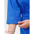 Мужской укороченный вафельный халат с планкой синий В-05 (16)