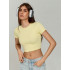 Трикотажный женский кроп-топ SKIMS Lingeamo лимонно-кремовый&nbsp;ВФ-22 (131)