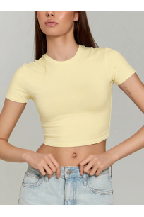 Трикотажный женский кроп-топ SKIMS Lingeamo лимонно-кремовый