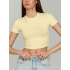 Трикотажный женский кроп-топ SKIMS Lingeamo лимонно-кремовый&nbsp;ВФ-22 (131)