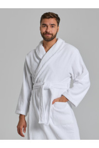 Халат велюр-махра с шалькой белый унисекс пл.330