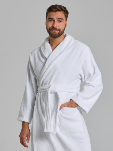 Халат велюр-махра с шалькой белый унисекс пл.330 ВМЗ-03 (1)