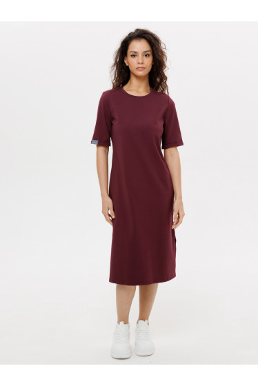 Трикотажное женское удлиненное платье-футболка LINGEAMO сливовое
