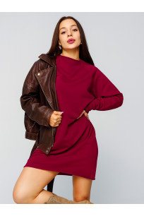 Женское платье с рукавом реглан из футера 2-х нитки Lingeamo бордовый