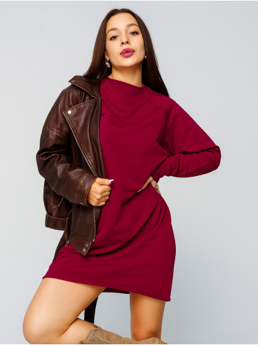Женское платье с рукавом реглан из футера 2-х нитки Lingeamo бордовый&nbsp;ВП-11 (15)