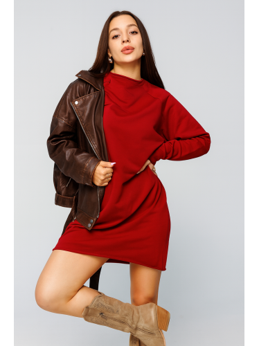 Женское платье с рукавом реглан из футера 2-х нитки Lingeamo бордовый ВП-11 (15)