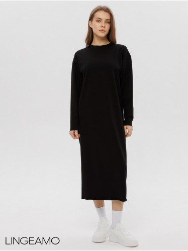 Женское платье макси из футера 2-х нитки Lingeamo черный ВП-10 (35)