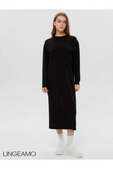 Женское платье макси из футера 2-х нитки Lingeamo черный