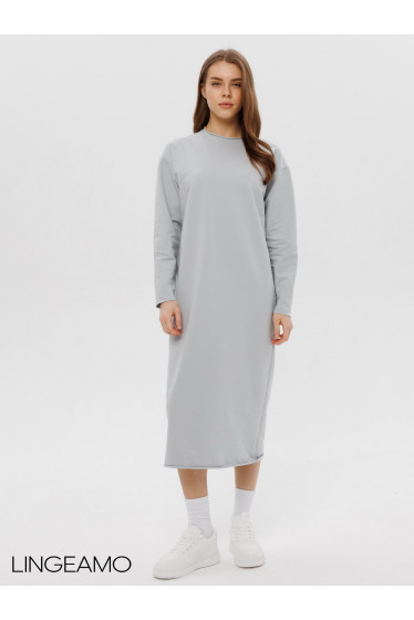 Женское платье макси из футера 2-х нитки Lingeamo серебристый