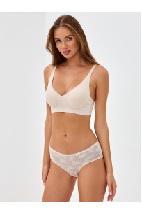Комплект белья бесшовный кружевной Lingeamo бежевый