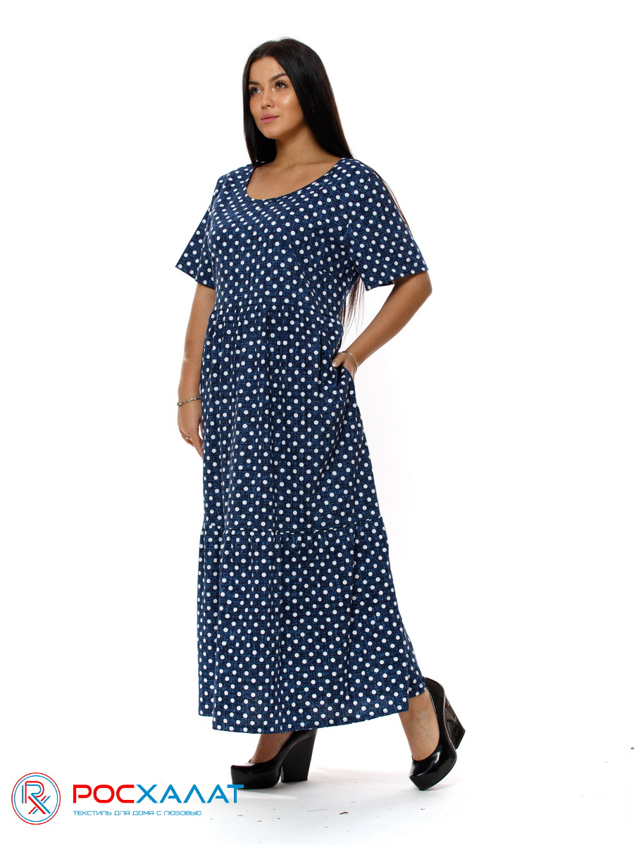 Женское трикотажное платье для дома Di Color 6726 Темно-синий, 2XL