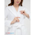 Махровый женский укороченный халат с капюшоном белый МЗ-01 (1)