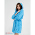 Махровый женский укороченный халат с капюшоном голубой МЗ-01 (62)