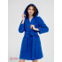 Махровый женский укороченный халат с капюшоном Синий МЗ-01 (89)
