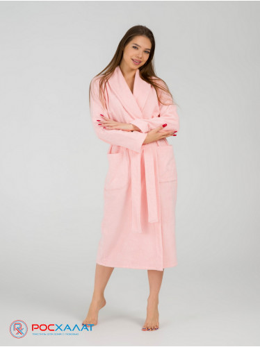 Женский махровый халат с шалькой розовый МЗ-02 (7)