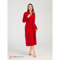Женский махровый халат с шалькой красный
