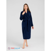 Женский махровый халат с шалькой темно-синий
