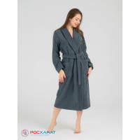 Женский махровый халат с шалькой серый