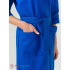 Женский укороченный вафельный халат с планкой синий В-01 (16)