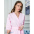 Женский укороченный вафельный халат с планкой светло-розовый В-01 (8)