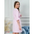 Женский укороченный вафельный халат с планкой светло-розовый В-01 (8)